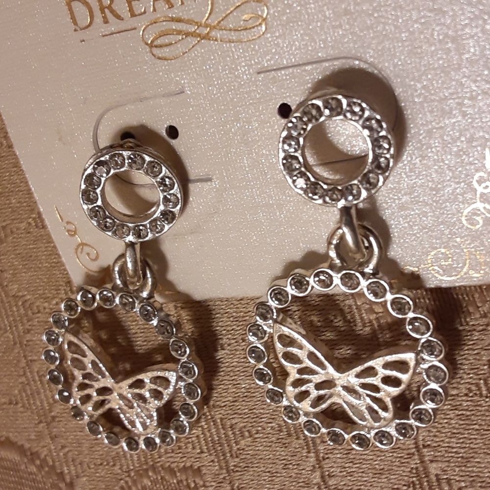 Dream Plus Butterfly Rhinestone Dangle Earrings
